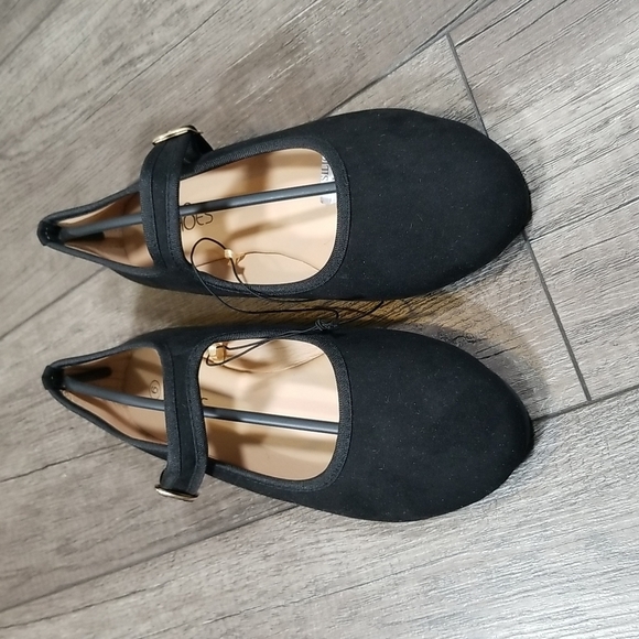 SH18ES Black Mary Jane Flats - Picture 3 of 6